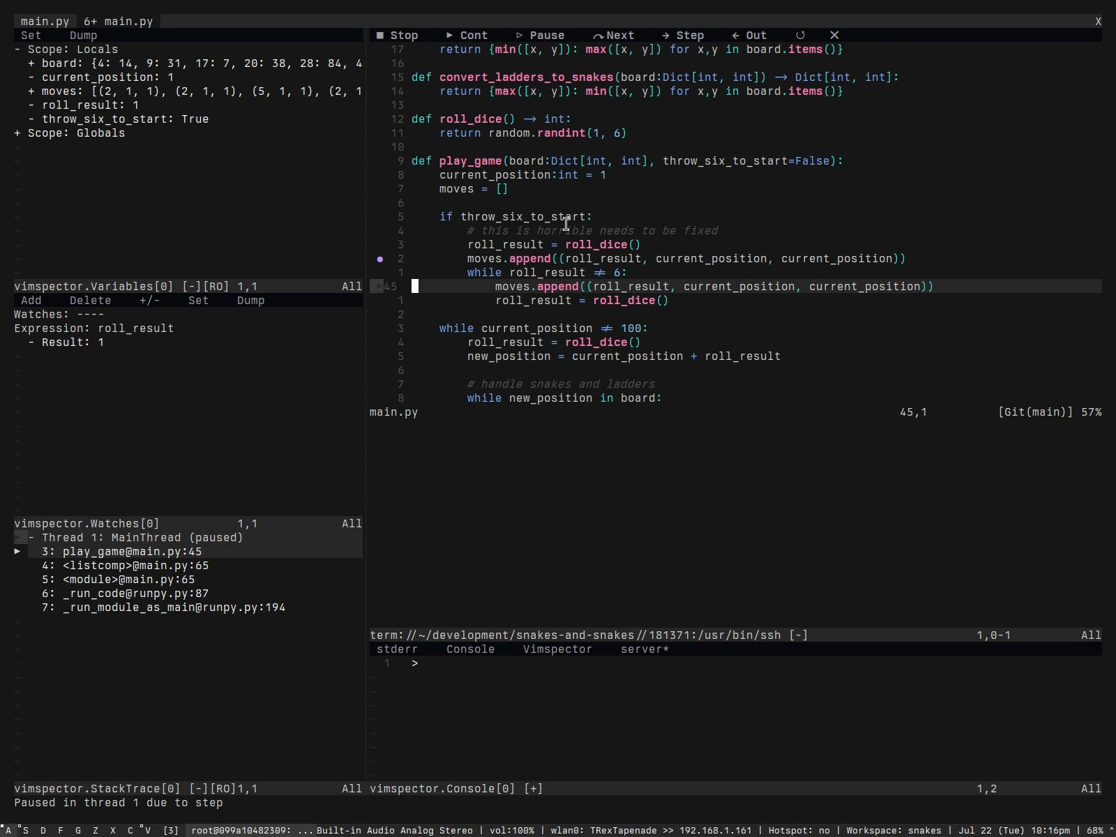 Debugging python script running on remote machine within a docker container.